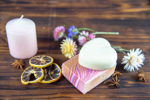 istock Natural handmade skincare. Organic soap bars . 1298865847