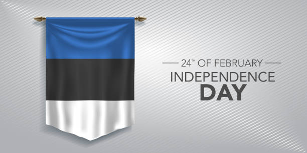 ilustrações, clipart, desenhos animados e ícones de carta de saudação do dia da independência da estônia, banner, ilustração vetorial - estonia flag pennant baltic countries