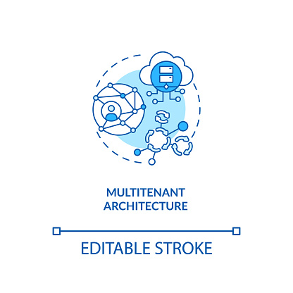 Multitenant architecture concept icon. SaaS advantage idea thin line illustration. Operating in shared environment. Multi-tenant database. Vector isolated outline RGB color drawing. Editable stroke