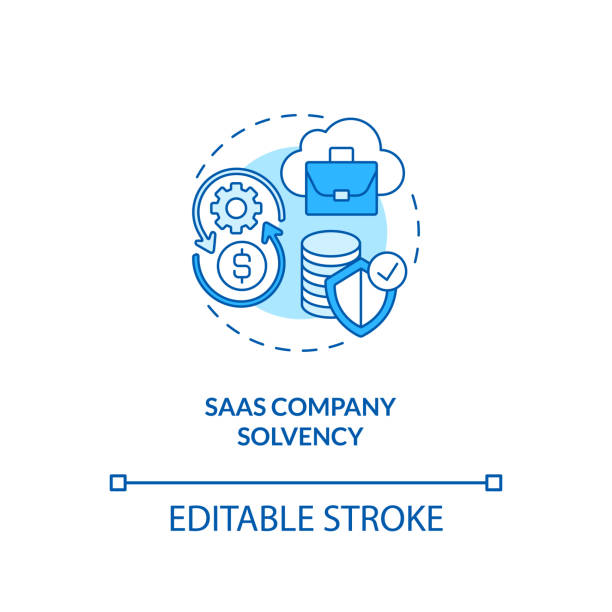 SaaS company solvency concept icon SaaS company solvency concept icon. SaaS challenge idea thin line illustration. Liquidity and viability. Financial company statements. Vector isolated outline RGB color drawing. Editable stroke solvency stock illustrations