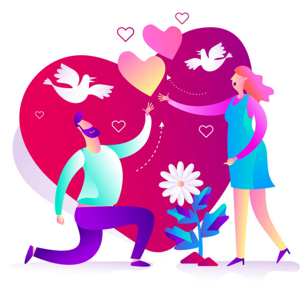istock Vector illustration of greetings for Valentine's Day, wedding, proposal to marry or get engaged; love card 1298871546