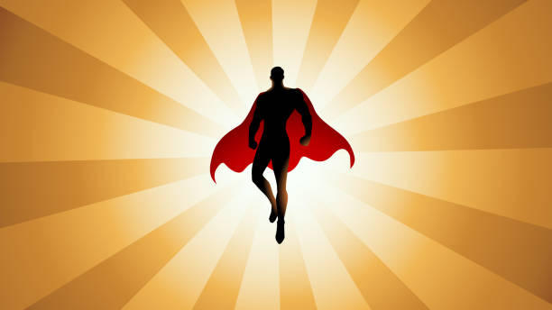 istock Vector Levitating Superhero in the Sky in Silhouette Stock Illustration 1298874909