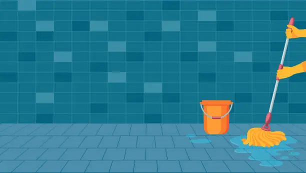 Vector illustration of Cleaning Bathroom