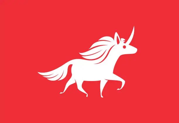 Vector illustration of unicorn running symbol