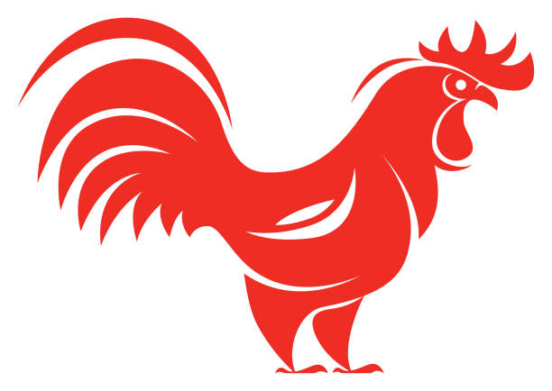 rooster symbol vector illustration of rooster symbol red chicken stock illustrations