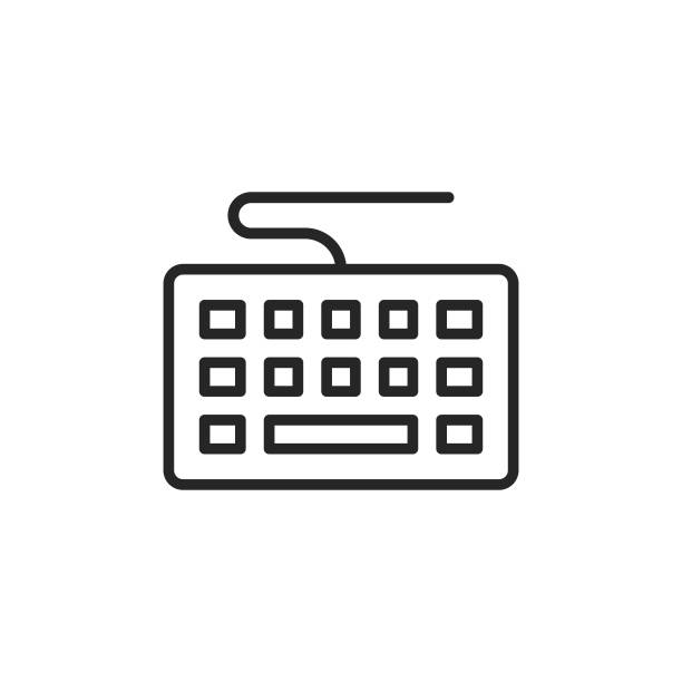 Computer Keyboard Line Vector Icon. Editable Stroke. Pixel Perfect. For Mobile and Web. Computer Keyboard Vector Line Icon with Editable Stroke on White Background. computer-keyboard stock illustrations