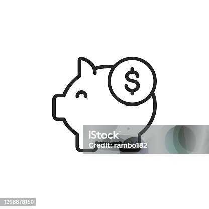 istock Piggy Bank, Savings Line Vector Icon. Editable Stroke. Pixel Perfect. For Mobile and Web. 1298878160