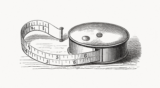 Tape measure. Wood engraving, published in 1893.