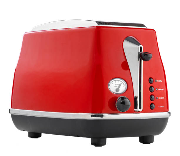istock Stylish red toster for bread isolated on white background 1298882452