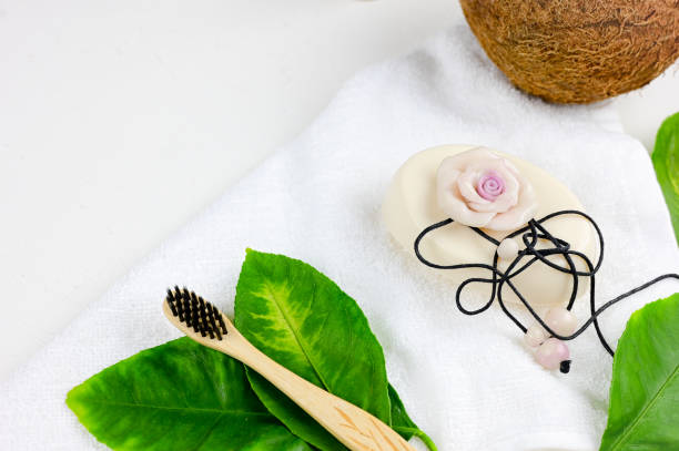 istock Flat lay bath products, cosmetic for shower. 1298887661