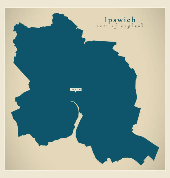 illustrazioni stock, clip art, cartoni animati e icone di tendenza di mappa distrettuale di ipswich - inghilterra regno unito - east midlands illustrations