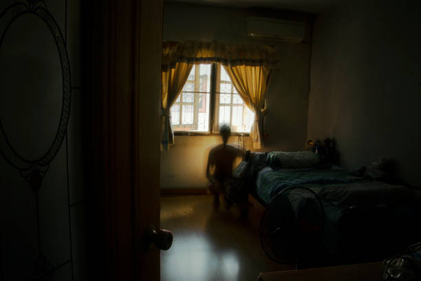 Empty room interior with concrete floor and wood ceiling
