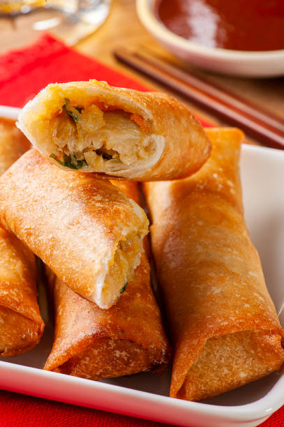 istock Fried spring rolls. Traditional asian food 1298889701