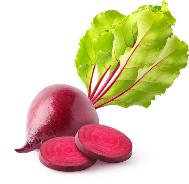 istock Isolated Beetroots. Whole beetroot with leaves and slices isolated on white background with clipping path 1298895517