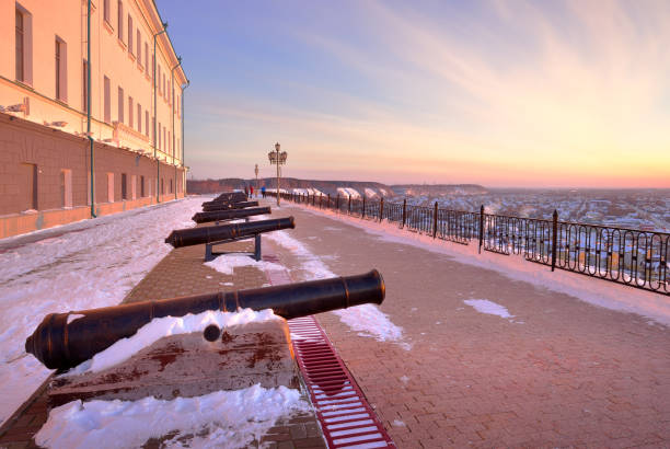 Old cannons on the observation deck at the Governor's Palace in the first capital of Siberia