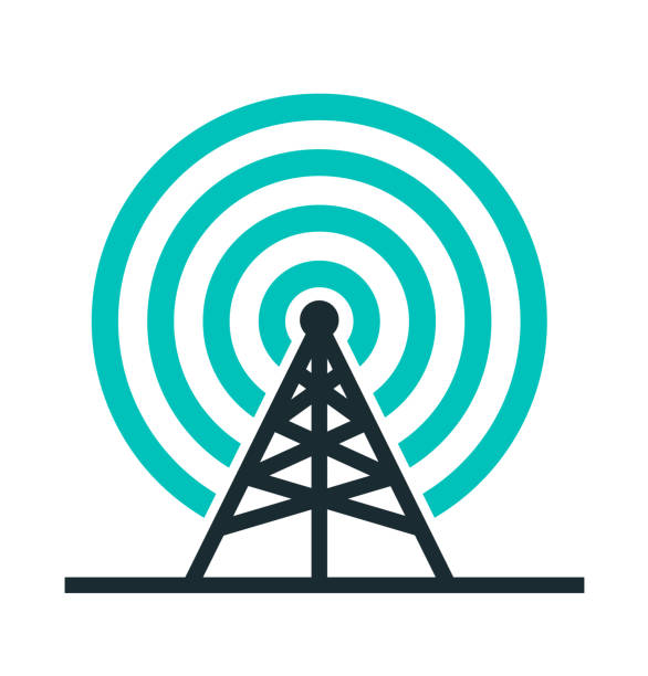 통신 타워 - communications tower isometric wireless technology mobile phone base station stock illustrations