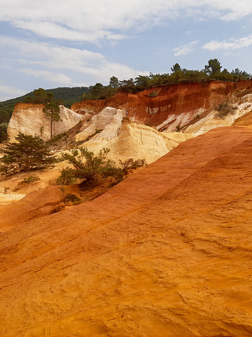 rocks hill of natural ochre in rustrel Roussillon in Luberon Provence France