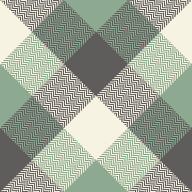 Plaid pattern in green, grey, beige. Herringbone classic Scottish tartan checked graphic for flannel shirt, jacket, blanket, duvet cover, or other modern spring, autumn, winter textile print. Plaid pattern in green, grey, beige. Herringbone classic Scottish tartan checked graphic for flannel shirt, jacket, blanket, duvet cover, or other modern spring, autumn, winter textile print. tweed stock illustrations