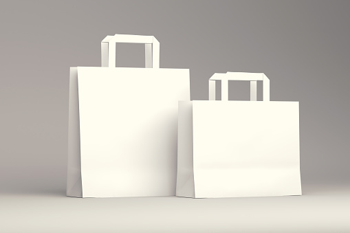white paper shopper bag two size - mockup layout - 3d render