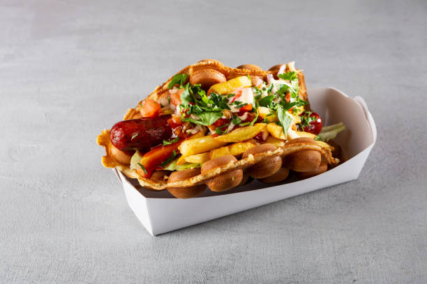 istock Hong kong waffles with savory sauce and sausage 1298924730