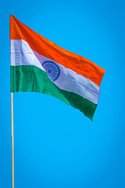 istock Indian national flag isolated with blue background. 1298925546