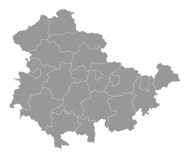 karte der landkreise thüringen - thüringen stock-grafiken, -clipart, -cartoons und -symbole