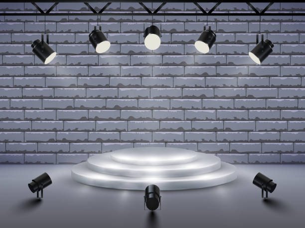 istock Podium with lighting. Stage, Podium, Scene for Award Ceremony with spotlights. Vector illustration 1298934490