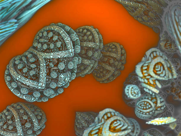 istock Patterned worm-like structure with self-same details in texture. 3D graphic of a Mandelbulb fractal, JPEG image. 1298934824
