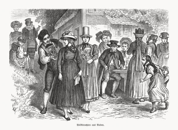 istock Folk costumes from Baden, Germany, wood engraving, published in 1893 1298939035