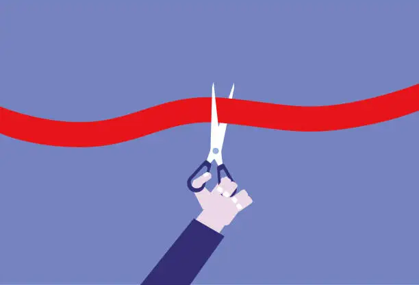 Vector illustration of Opening ribbon cutting