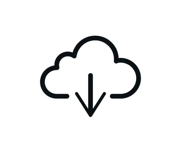 Vector illustration of Cloud Technology Round Line Icon.