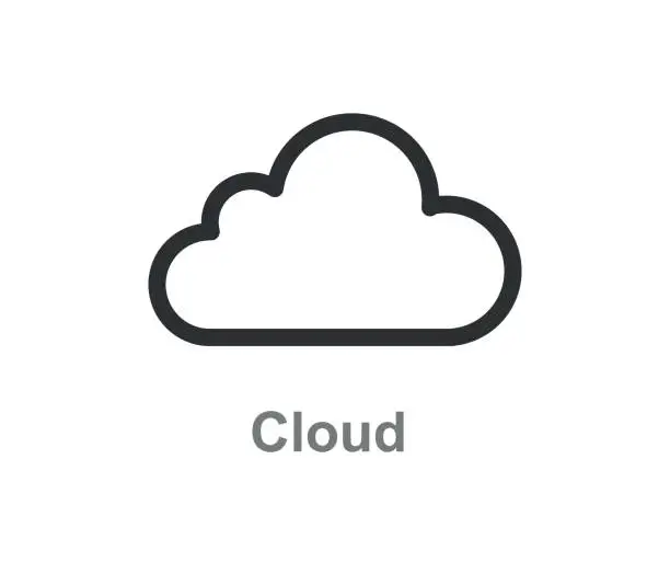 Vector illustration of Cloud Technology Round Line Icon.