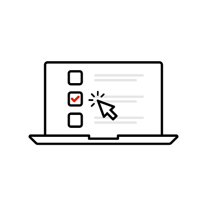 Checklist and Tick on Laptop Screen Icon vector