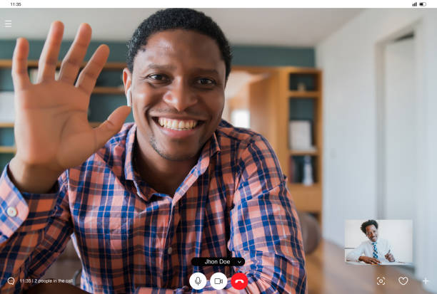 istock Business man on a work video call from home. 1298945100