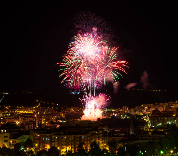 istock Bilbao celebrating its parties with fireworks 1298945653