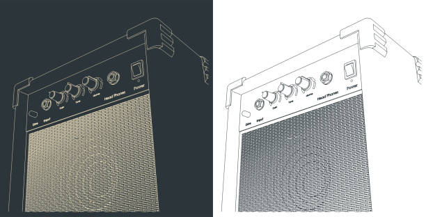 Guitar combo amplifier sketches Stylized vector illustration of Guitar combo amplifier sketches amplifier plug stock illustrations