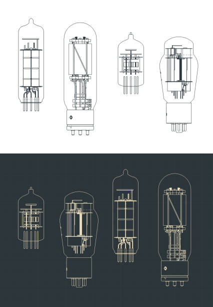 illustrations, cliparts, dessins animés et icônes de dessins d’ensemble de tube sous vide - vacuum tube old technology retro revival