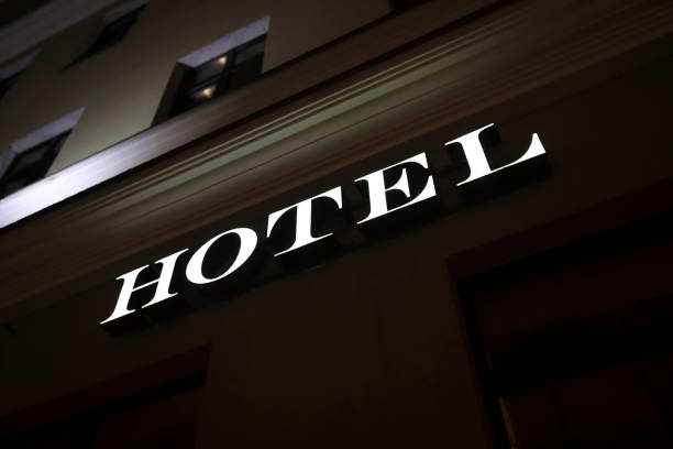 istock Details of hotel glowing sign 1298954123