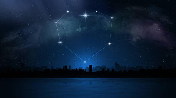 Heart star field in night sky vector art illustration