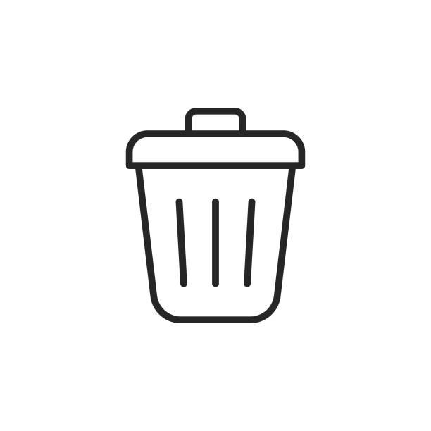 Garbage Bin Line Vector Icon. Editable Stroke. Pixel Perfect. For Mobile and Web. vector art illustration