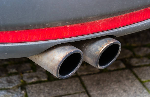 istock Exhaust with two pipes from the car 1298960129
