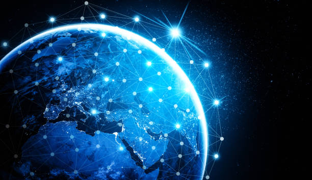 istock Global network connection covering the earth with lines of innovative perception 1298961780