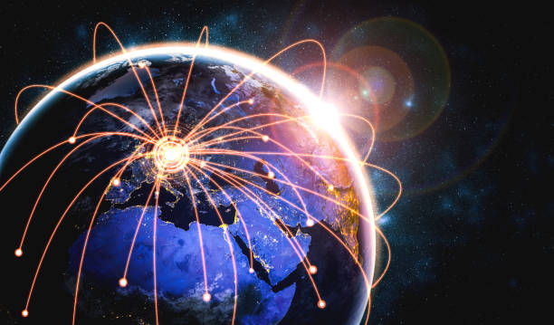 istock Global network connection covering the earth with lines of innovative perception 1298961941