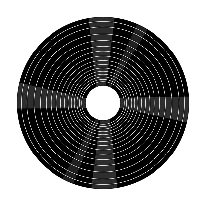 Vector illustration of a vinyl record. Objective, linear representation of a musical record. Isolated picture in the style of the doodles.