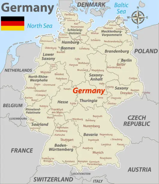Vector illustration of Vector map of Germany
