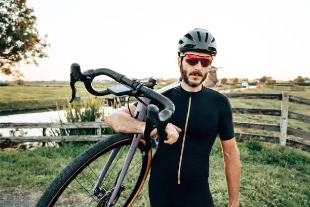 Photo of Cyclist in netherland at dusk