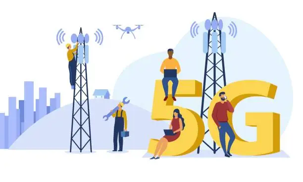 Vector illustration of 5g technology and communication concept.