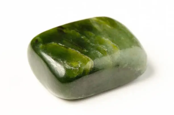 Photo of Mineral stone jade on a white background. Closeup