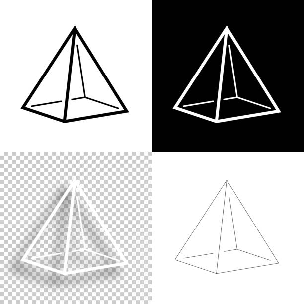 piramidy. ikona do projektowania. puste, białe i czarne tła - ikona linii - pyramid shape triangle three dimensional shape shape stock illustrations