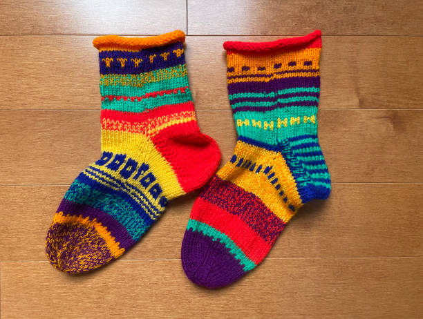 istock A Pair of Colorful Handmade Wool Socks 1298985834